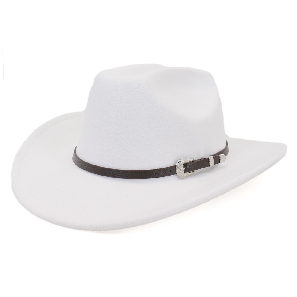 Unisex Basic Cowboy Style Solid Color Big Eaves Fedora Babies-Kids hat