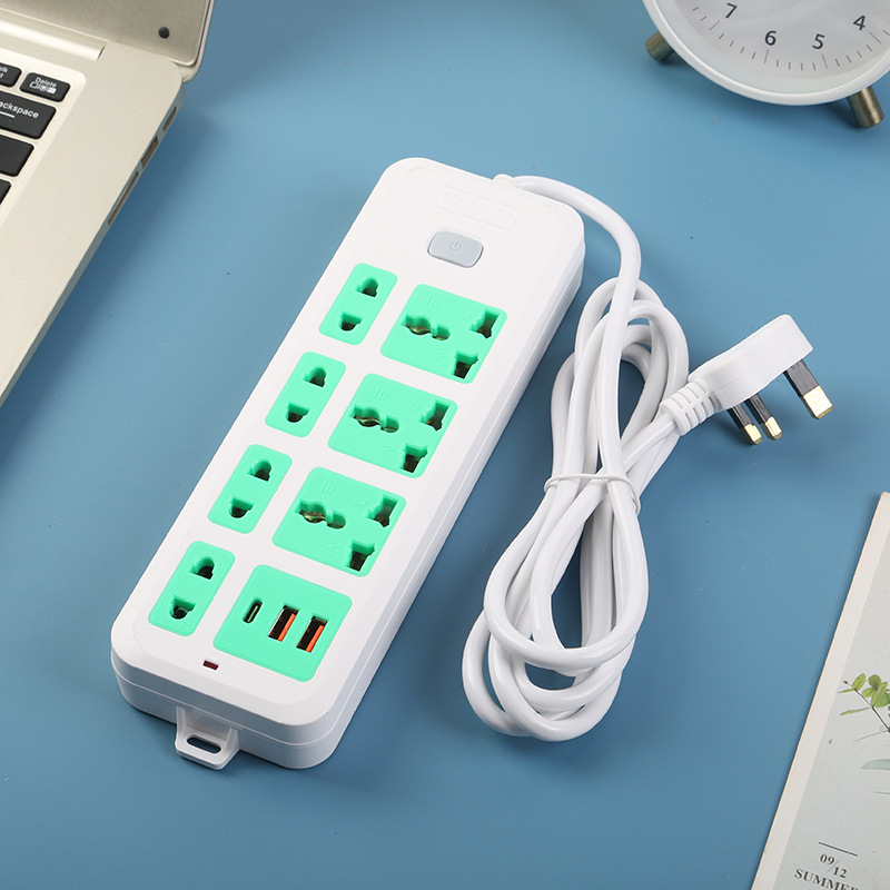 2USB+1Type-c手机充电接口青绿色粉色蓝色黄色灰色英标欧标美标