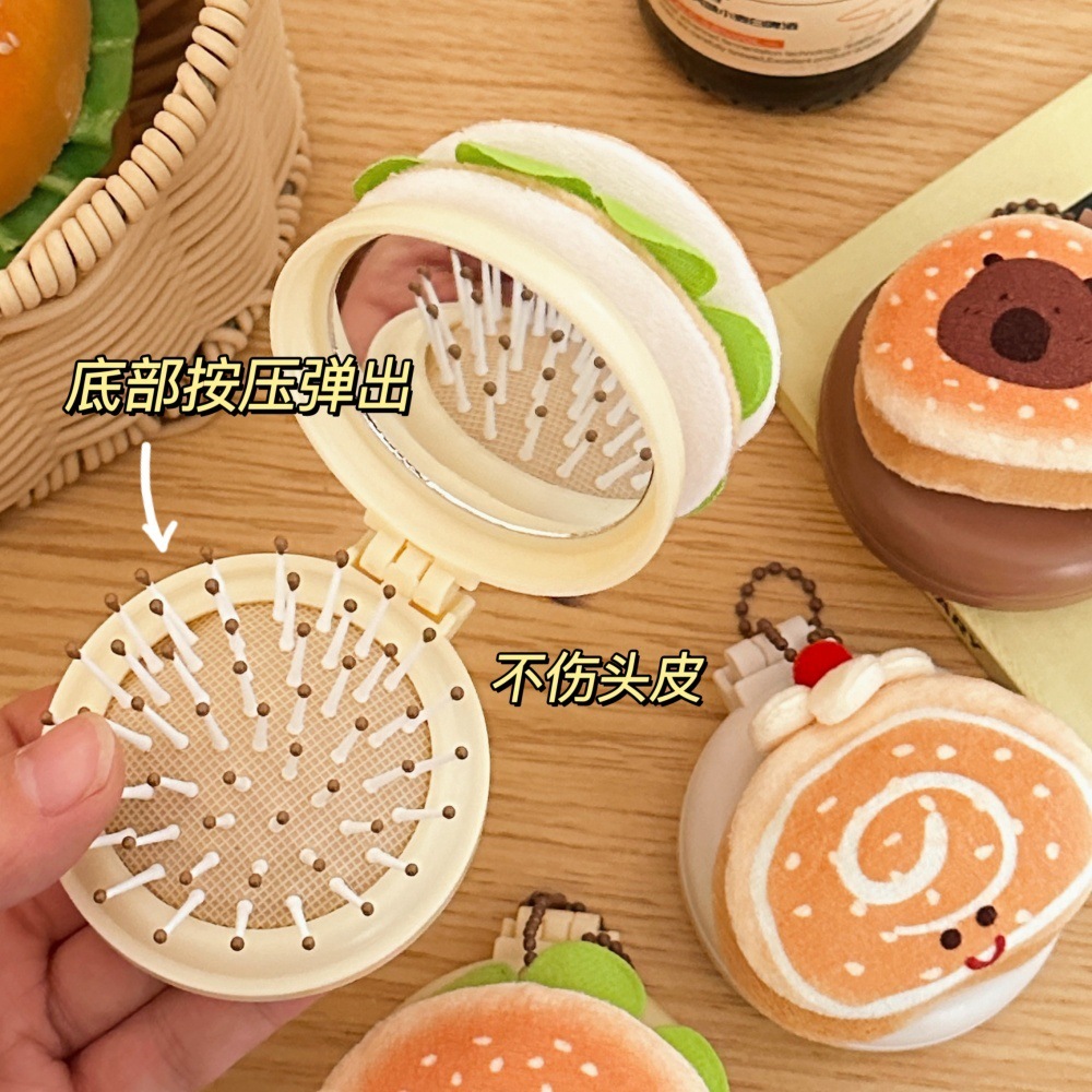 Pequeño cabello de gas de guisán, mini muñeca de comida portátil, cabello de cabello de masaje de airbag plegable para niñas