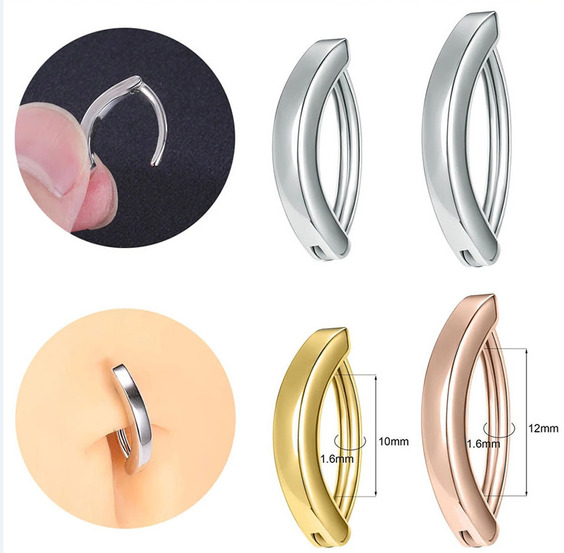 Simple Stainless Steel Rose Gold Belly Button Ring for Unisex Navel Piercing Jewelry Wholesale detail image 5
