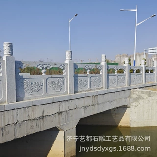 石雕厂家 花岗岩河道桥梁栏杆 浮雕旗杆座围栏 支持定制量大优惠