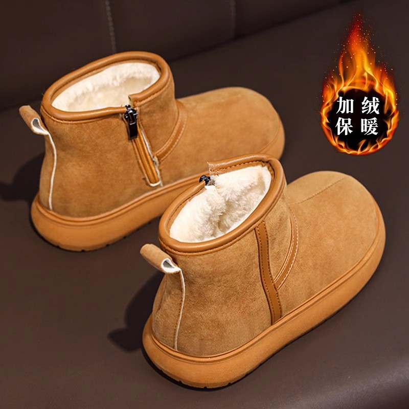 Botas de nieve para niñas en invierno más veludo y grueso 2024 nuevas botas de algodón para niñas calentadas y antideslizantes zapatos de algodón para niños