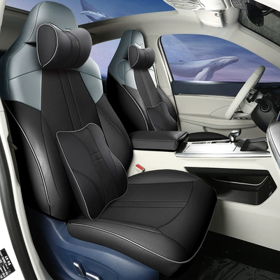 Roewe whale full leather car seat, Modelə uyğun (Original) oturacaq örtükləri - black-gray-memory-cotton-version-remarks-model-year-rear-half-pack