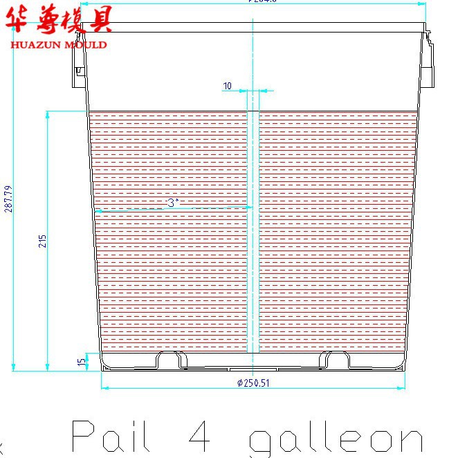 注塑加工4加仑料桶模具/油漆桶/可加铍青铜P20H/高寿命
