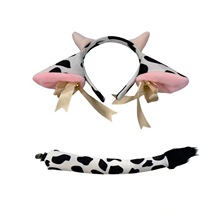 万圣节动物发箍跨境奶牛耳朵套装头箍卡通可爱儿童小牛头饰批发