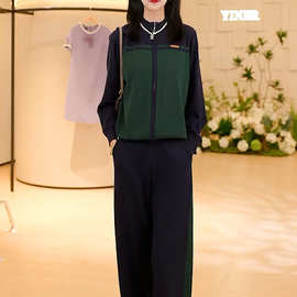 今年流行服运动套装女秋装2023新款拼色时尚休闲开衫卫衣外套女装