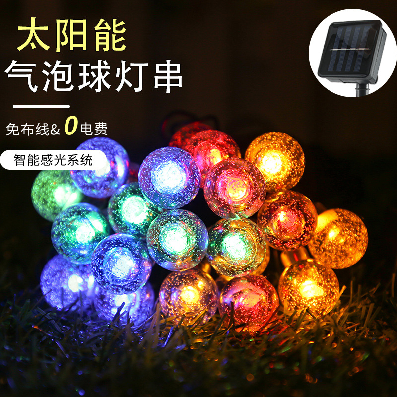 Transfronteriza nueva burbuja solar bola Cadena de luz al aire libre camping luz cadena gota de agua luz decorativa bola de cristal LED luz de color