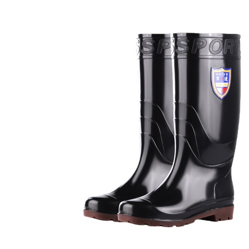 High-tube soft-soled thick-heeled rain boots for men, warm long-tubed water shoes, one-piece construction site rubber shoes, non-slip labor protection rain boots