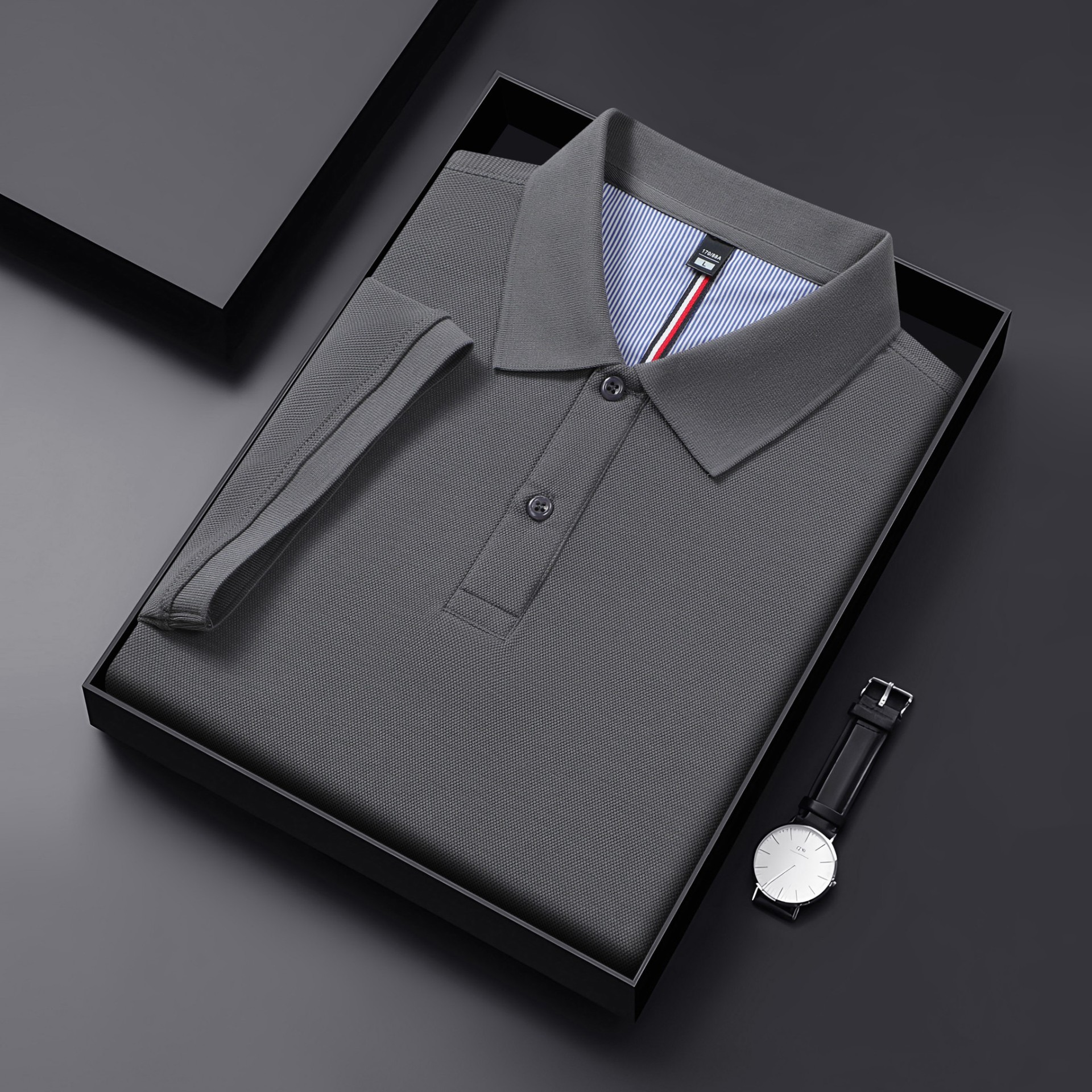 Verano pesado frío y transpirable 7A antibacteriano 65 algodón gran solapa de cuentas en vivo camisa POLO caliente camiseta de manga corta