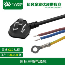 宇嘉工厂定制国标三插头电源线显示器CCC认证上锡4.2地线尾部端子