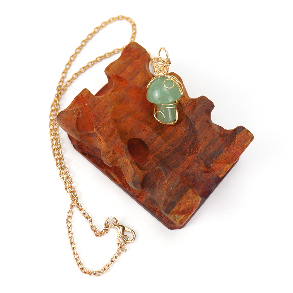 Mushroom Pattern Simple Style Mushroom Natural Stone Handmade Pendant Necklace 1 Piece