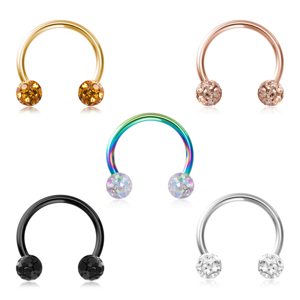 1 Piece Nose Rings & Studs Fashion C Shape Ball Horse Stainless Steel Vacuum Plating display picture 2