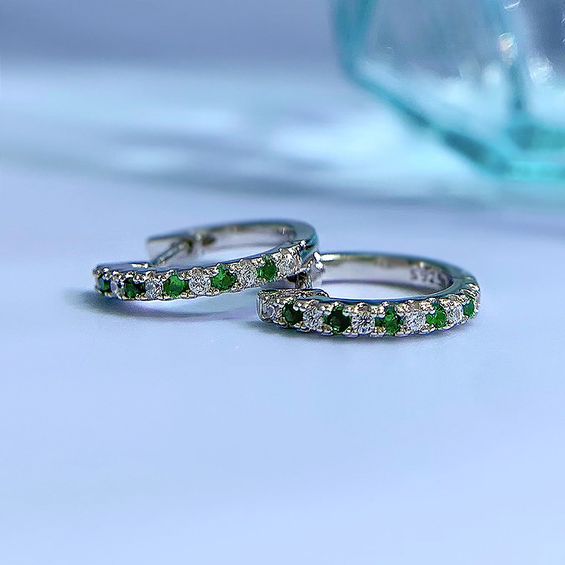 Women'S Gender 1 Pair Lady Multicolor Inlay Sterling Silver Zircon Hoop Earrings