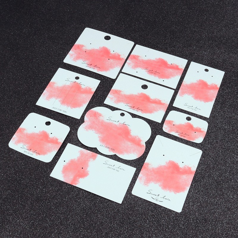 批发ins粉色云彩系列加厚饰品卡纸耳环项链发夹发绳耳夹手链卡片