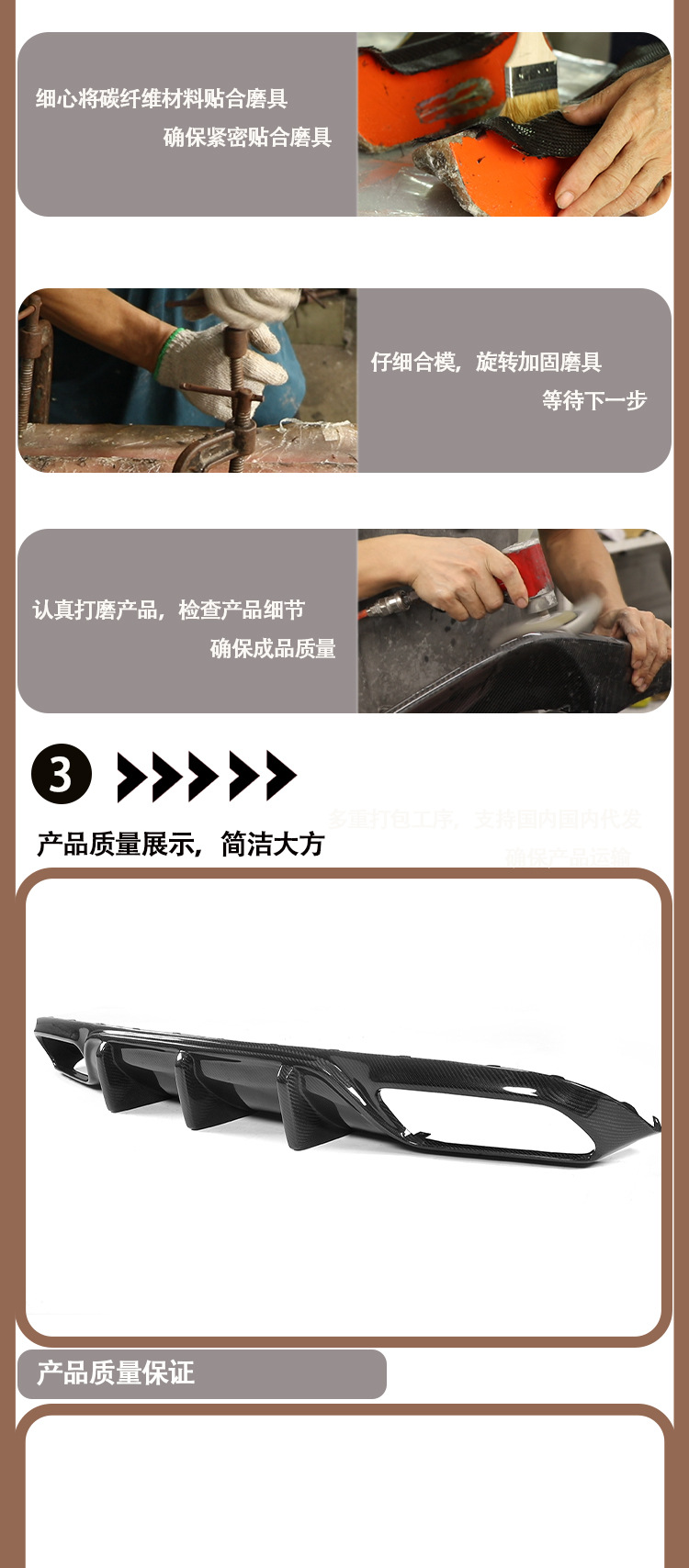 Carbon fiber rear lip tail lip rear spoiler for Mercedes Benz W205C63 FD model from 2015 to 2021
