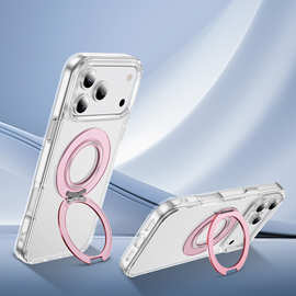 苹果17手机壳2.0厚PC透明耐黄保护套适用苹果17/16/15手机壳支架