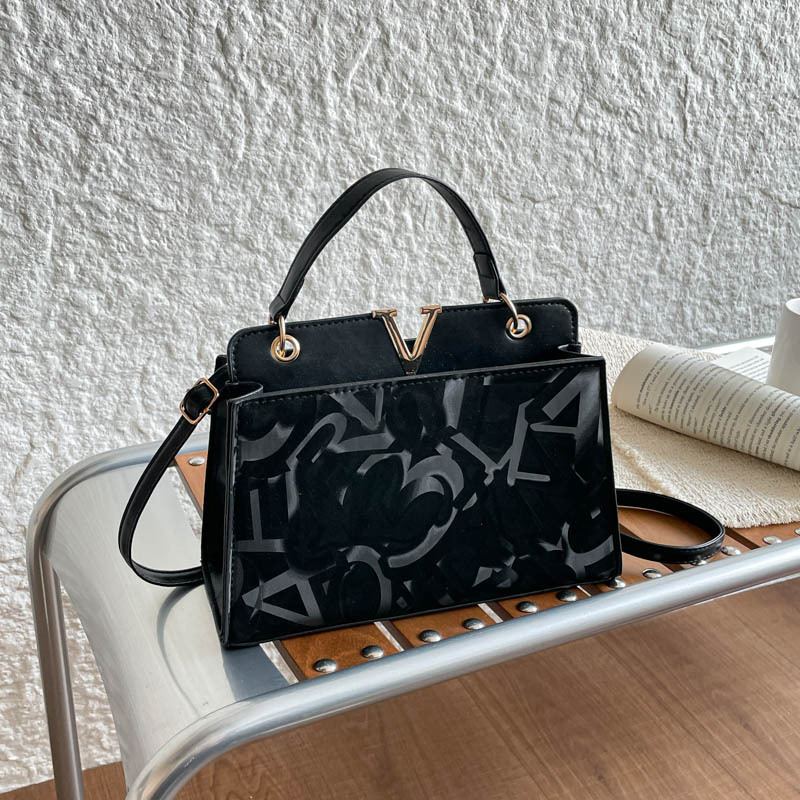 Bolso Cuadrado Bandolera con Estampado de Letras de PU para Uso Diario