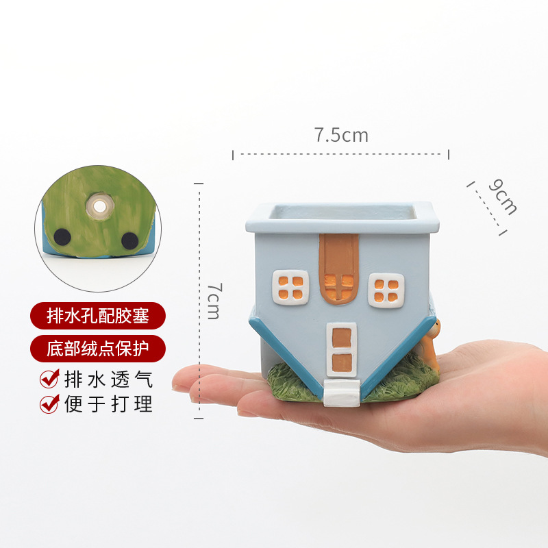 Chậu Cây Resin Chậu cây mọng nước hình ngôi nhà lộn ngược resin, chậu mini để bàn, trang trí tiểu cảnh (RG-154)