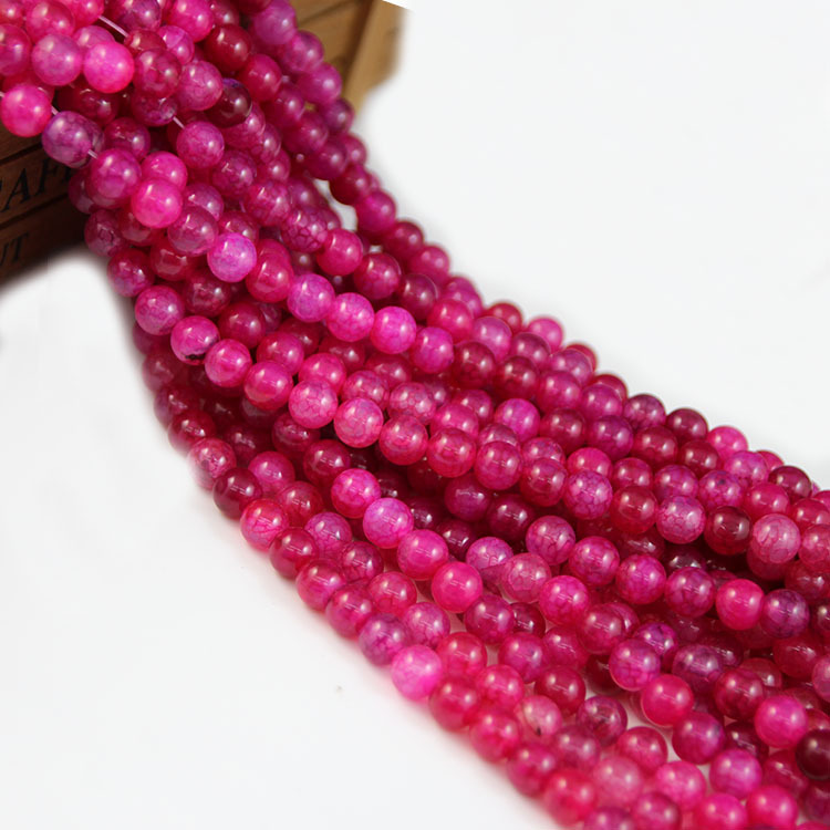 Rose red dragon pattern agate beads 6mm, about 63 pieces, about 20 grams
