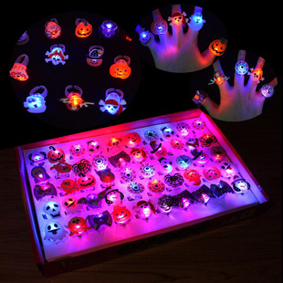 Halloween led luminous ring pumpkin cartoon ring skull ghost festival luminous ring toy children cross-border