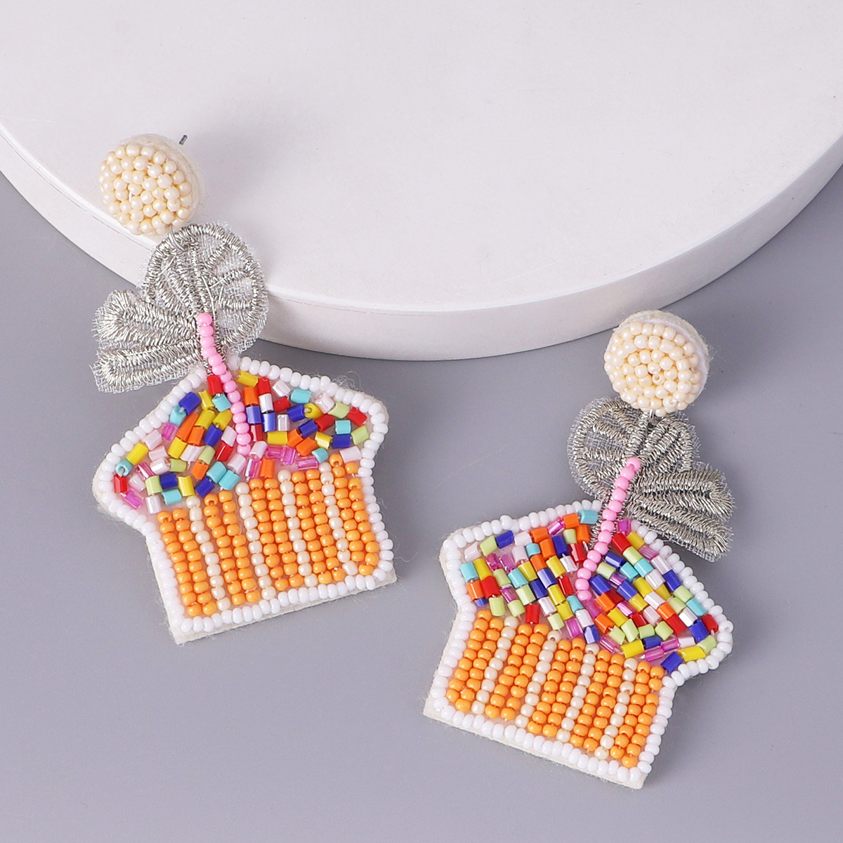 Cute House Resin Beaded Drop Earrings display picture 9