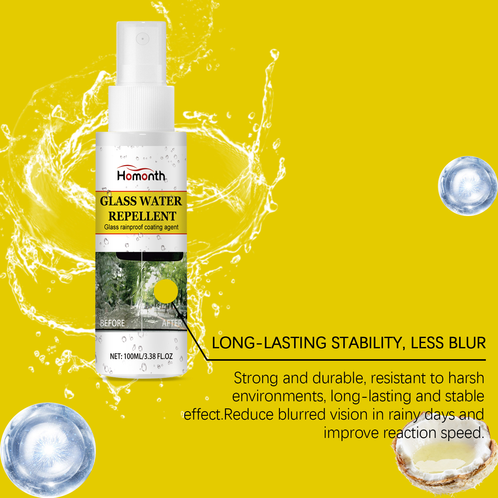 homonth Car Glass Anti-Rain Anti-Fog Cleaning Coating Agent Car Windshield Cleaning Anti-Rain Fog Spray