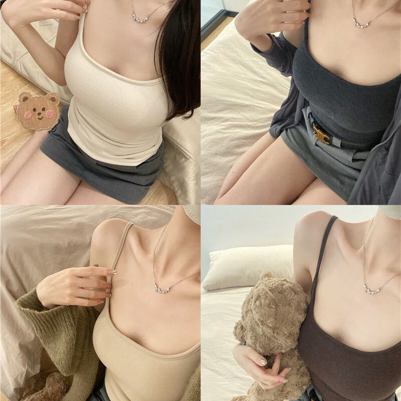 Summer Thin Camisole Women's Superior Externally Expanding Chest Strap Chest Pad Detachable Slim Fit Inner Top
