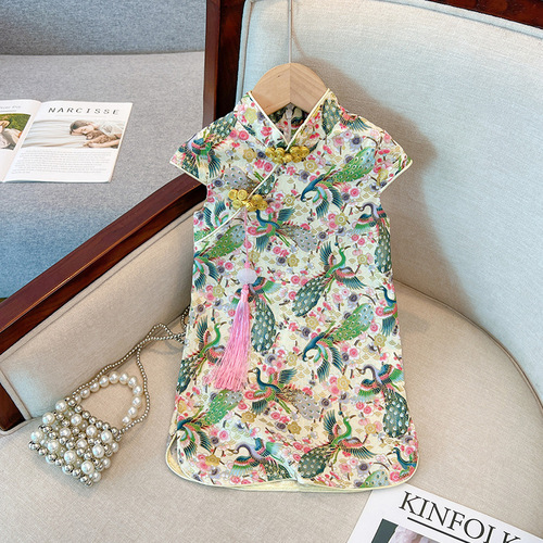 Ladies' Qipao Summer New Children's Qipao Dress Chinese Style Princess Dress for Young Children Summer Outfit Floral Print Dress