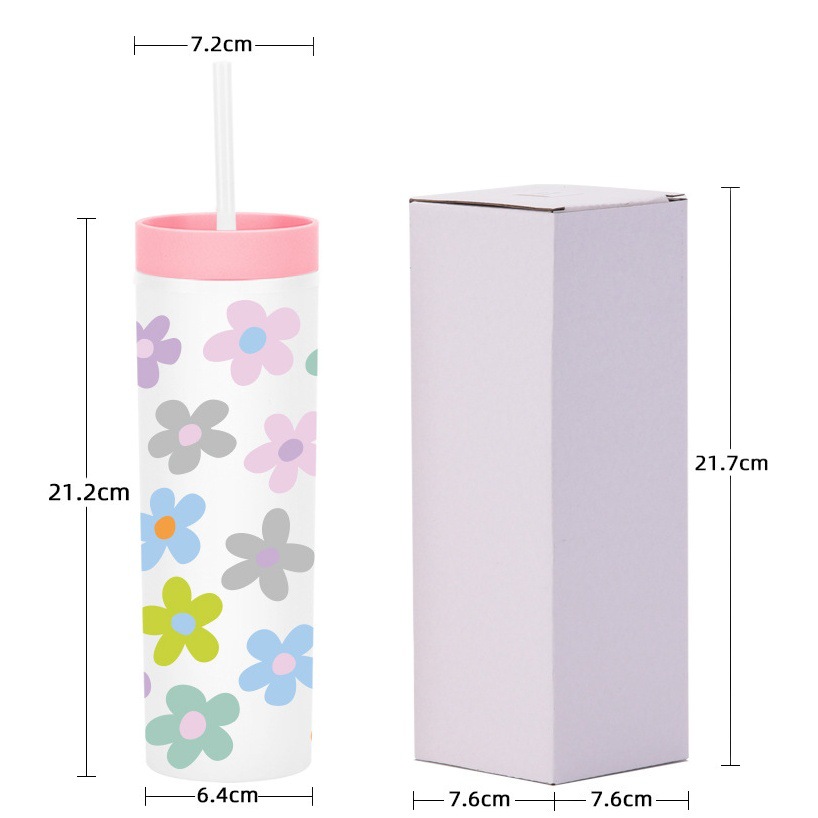 2024 transfronteriza nueva taza de plástico recta patrón de moda creativa logotipo imprimible taza de paja taza de agua simple