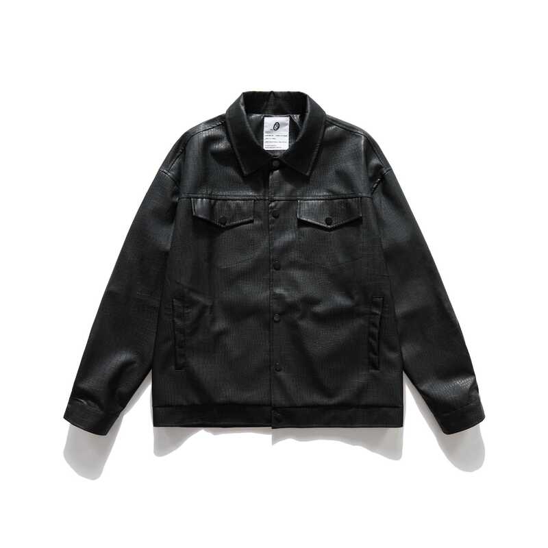 Urban Goods 2025 Autumn New Crocodile Pattern Leather Jacket Trendy Loose Pu Leather Jacket