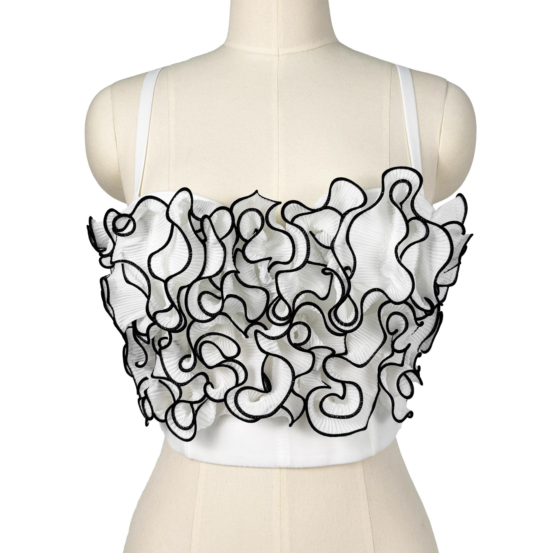 New Pleated Three-Dimensional Wave Fishbone Bra, Fashionable and Versatile Outer Wear, Short Tube Top Camisole, Slimming in Summer