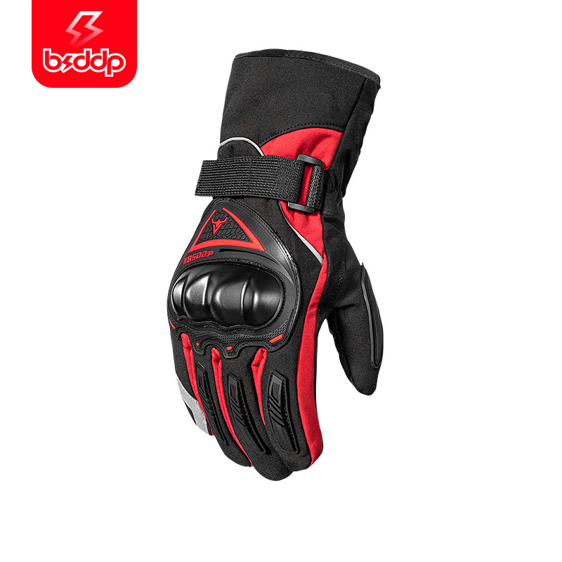 Guantes calientes de motocicleta de invierno a prueba de caídas impermeables para hombres al aire libre ciclismo de pantalla táctil de esquí de lana a prueba de frío grueso