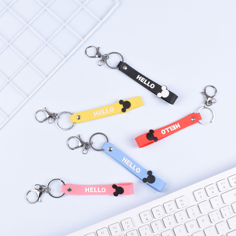 Pvc Soft Rubber Keychain Hello Mickey Head Pendant Leather Strap Metal Wholesale Simple Style Backpack Pvc Soft Rubber Keychain Hello Mickey Head Pendant Leather Strap Metal Wholesale Simple Style Backpack