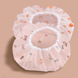 Thickened Shower Cap Waterproof Shower Cap Shower Double-Layer Hood Kitchen Oil Fume-Proof Hat Women's Bath Hair Cover