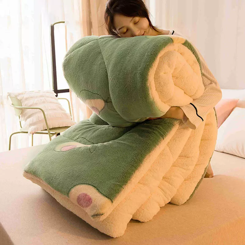 跨境雪花绒冬被牛奶绒被芯冬被双面绒被套加厚10斤秋冬羊羔绒棉被