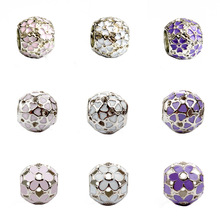 个性DIY滴油爱心滴油花朵大孔珠 精美木兰花合金桶型串珠手链配件