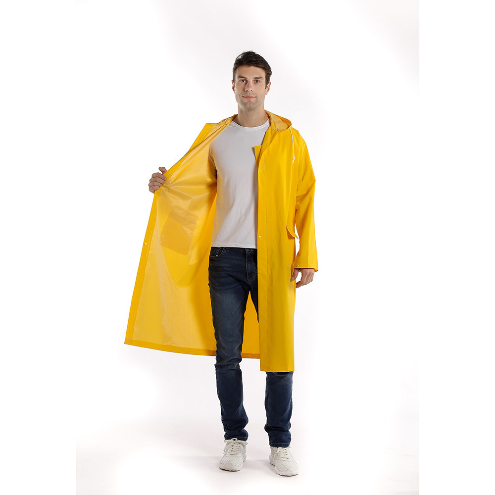 Capa de lluvia amarilla transfronteriza para montar a pie a prueba de tormentas para hombres y mujeres una sola persona unida chaqueta de lluvia PVC para adultos al por mayor