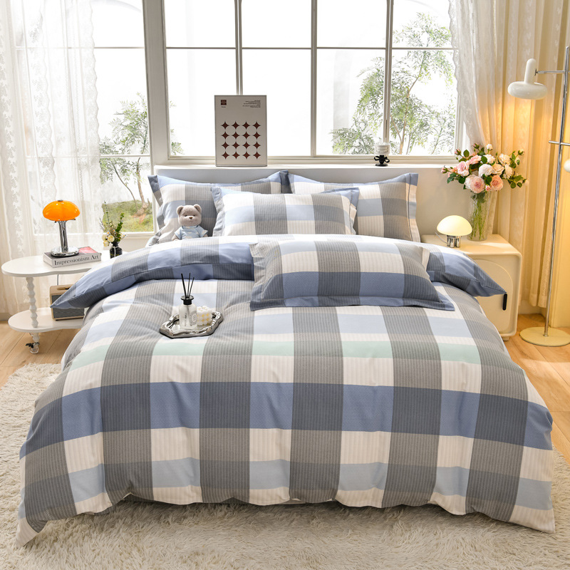 Copripiumino e lenzuolo da letto in puro cotone spazzolato semplice di classe A, set da tre pezzi per regalo di compleanno o per eventi._voghion.com