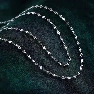 Simple and fashionable white gold titanium steel lip chain plain chain for women and men with no pendant naked chain pendant jewelry accessories chain wholesale