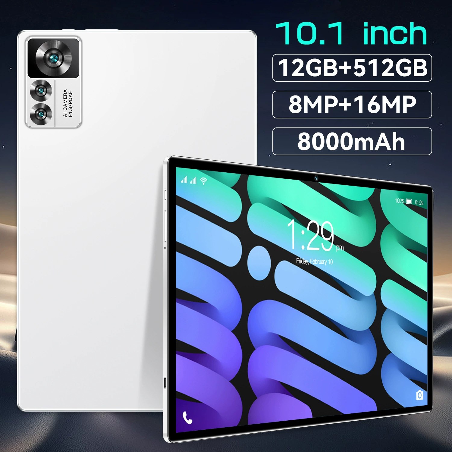Планшет-ноутбук, 1 дюйм, широкий экран, 5G, 512 ГБ, Android
