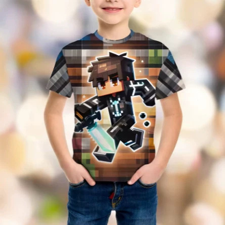 Game Pixel Birthday Party Children's T-Shirt Humorous and Funny Boys' Fashion B-Day Novelty Gift Short Sleeve Tee