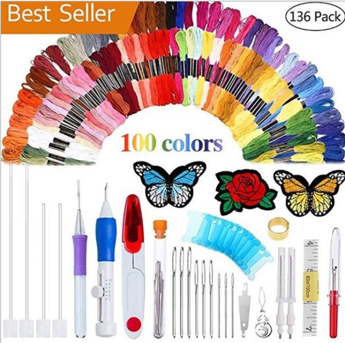 Amazon Embroidery Poke Le suit Russian Embroidery Wire Cross Embroidery Flower Poke Needle Embroidery suit Tool Set Box