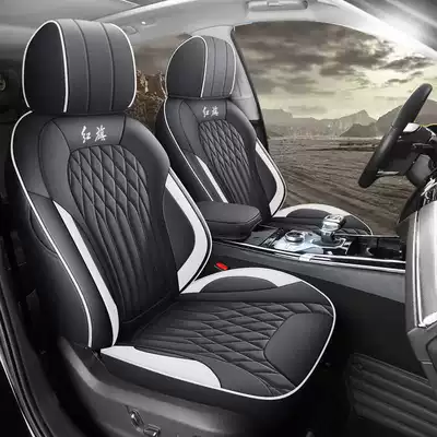 26 models of full-cover seat covers for Hongqi HS5, breathable, suitable for all seasons, leather seat covers (Modelə uyğun (Original) oturacaq örtükləri) - black-and-white-standard-version-note-the-model-year-rear-half-cover