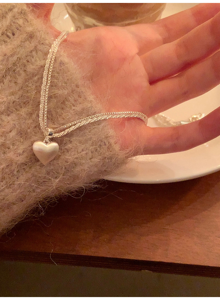 Double layer brushed love necklace