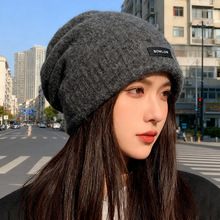 秋冬复古毛绒堆堆帽子女韩版百搭显脸小保暖帽大头围针织套头冷帽