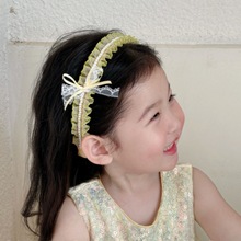 新款复古萝莉风褶皱纱纱蕾丝儿童女宝可爱发箍头扣发饰头饰配饰