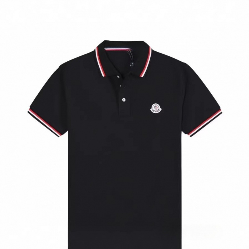 Cross-border Moncler men's polo shirt, short-sleeved, turn-down collar, embroidered trendy jacquard T-shirt, men's casual white business casual Cross-border Moncler men's polo shirt, short-sleeved, turn-down collar, embroidered trendy jacquard T-shirt, men's casual white business casual