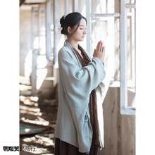 冬棉麻女装新款双层棉原创肌理宽大文艺个性开衫禅修流浪外套外衣