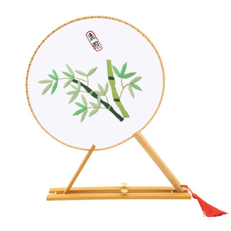 Bordado DIY hecho a mano Lu Bordado producción ventilador material paquete antiguo estilo organza translúcido principiante bordado de doble cara