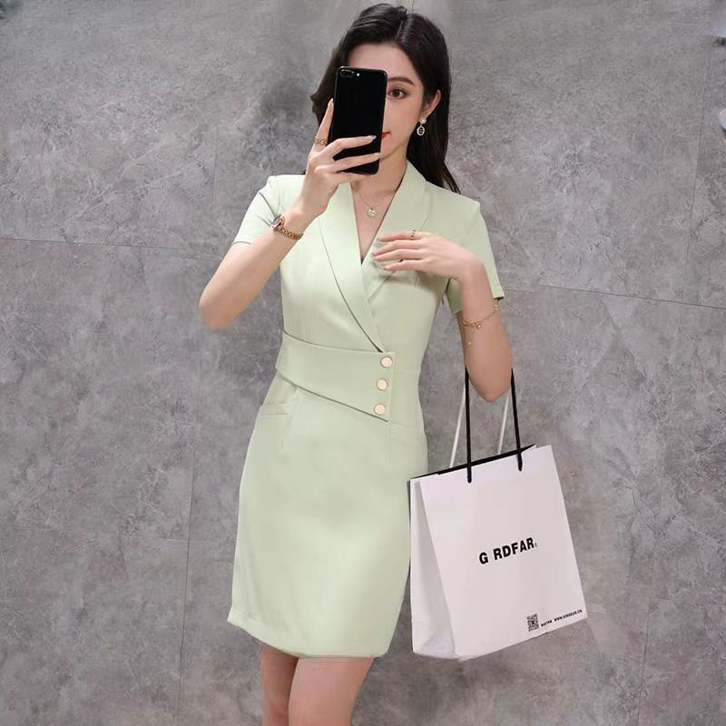 Business Suit Dress Women's Work Clothes Summer Jewelry Store Classy Elegant Beauty Salon Front Desk Reception Work Clothes